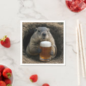Groundhog With Mug of Beer Servet (Insitu)