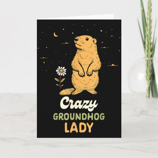 Groundhog Woman Girl Happy February 2nd Crazy Grou Kaart (Voorkant)