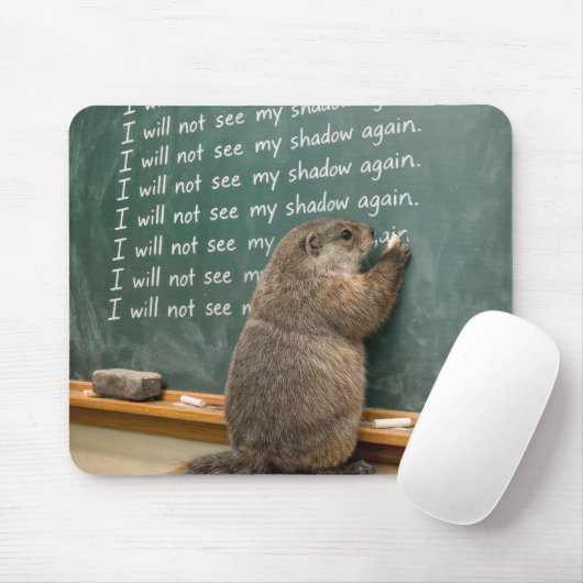 Groundhog Writing Lines on a Green Chalkboard Muismat (Met muis)