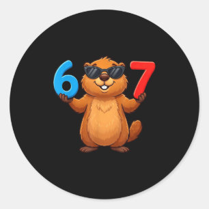Groundhog Zes Zeven Drip 67 Meme Grappig 6-7 Groun Ronde Sticker
