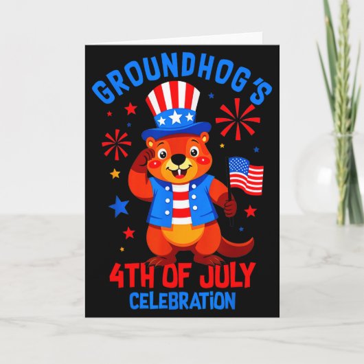 Groundhogs 4 juli viering Patriotisch Ameri Kaart (Voorkant)