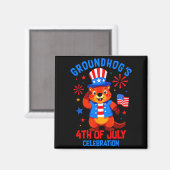 Groundhogs 4 juli viering Patriotisch Ameri Magneet (Voorkant / Achterkant)