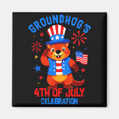 Groundhogs 4 juli viering Patriotisch Ameri Magneet (Voorkant)