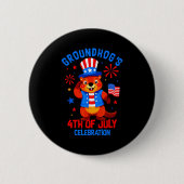 Groundhogs 4 juli viering Patriotisch Ameri Ronde Button 5,7 Cm (Voorkant)