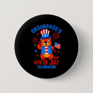 Groundhogs 4 juli viering Patriotisch Ameri Ronde Button 5,7 Cm