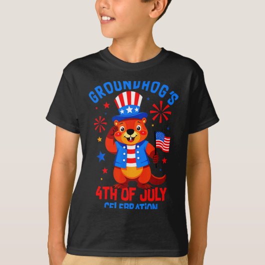Groundhogs 4 juli viering Patriotische Ameri T-shirt (Voorkant)