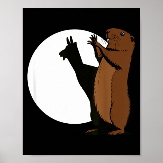 Groundhogs Llama Shadow Puppet Funny Woodchuck  Poster (Voorkant)