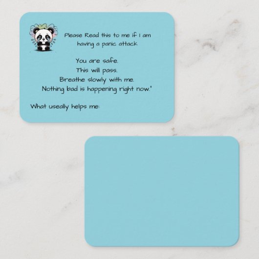 Grounding Panic Attack Reminder Visitekaartje (Voorkant / Achterkant)