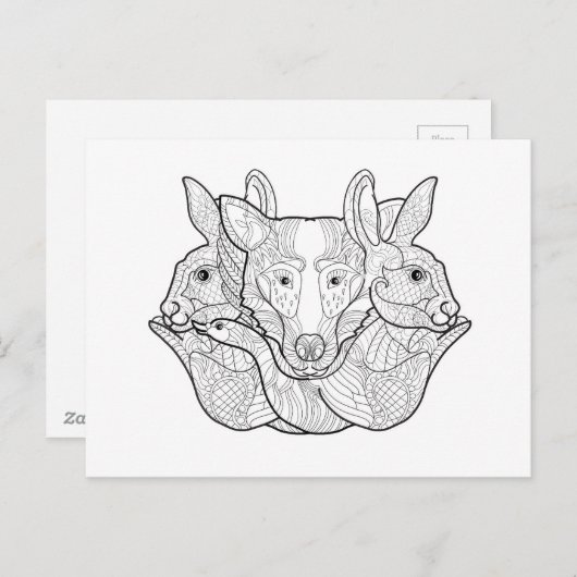 Group Animal Doodle Briefkaart (Voorkant / Achterkant)