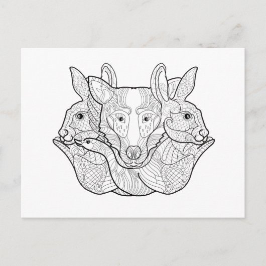 Group Animal Doodle Briefkaart (Voorkant)