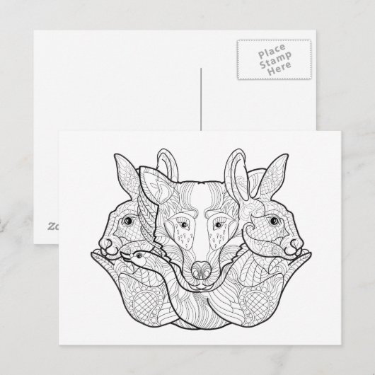 Group Animal Doodle Briefkaart (Voorkant / Achterkant)