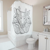 Group Animal Doodle Douchegordijn (In situ)