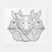 Group Animal Doodle Fleece Deken (Voorkant (Horizontaal))