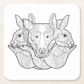 Group Animal Doodle Kartonnen Onderzetters (Voorkant)