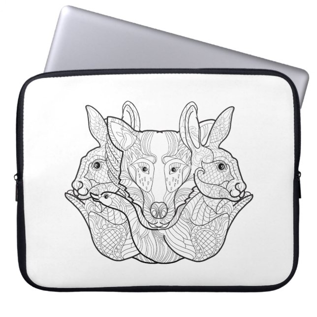 Group Animal Doodle Laptop Sleeve (Voorkant)