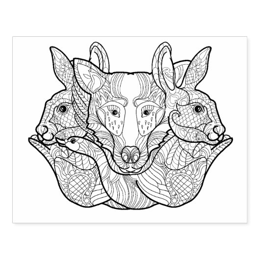 Group Animal Doodle Rubberstempel (Afrduk)