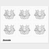 Group Animal Doodle Vierkante Sticker (Vel)