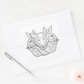 Group Animal Doodle Vierkante Sticker (Envelop)