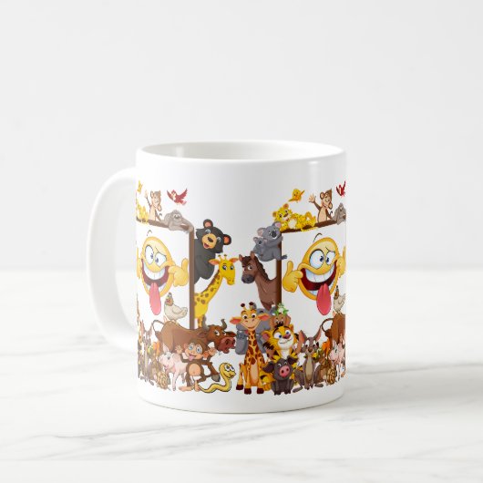  Group Cartoon Animals fun Koffiemok (Voorkant links)