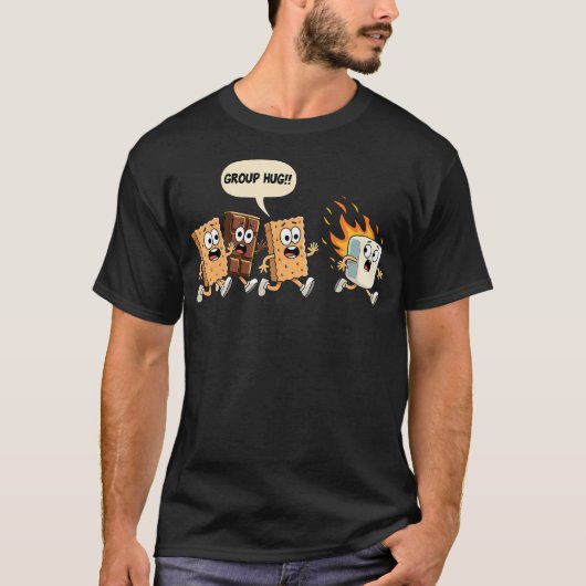 Group Hug Marshmallow Campfire Smores Funny Campin T-shirt (Voorkant)