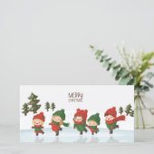 Group of Ice Skating Children at Christmas Feestdagenkaart (Staand voorkant)