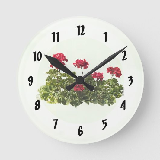 Group of Red Geraniums Ronde Klok (Voorkant)