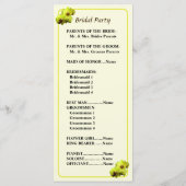 Group of Yellow Orchids Wedding Programme Programmakaart (Achterkant)