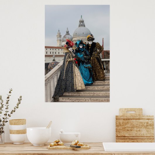 Group On Bridge At Carnival, Venice Poster (Keuken)