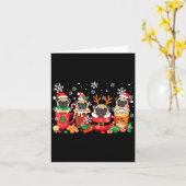 Group Santa Reindeer Pugs In Coffee C Christmas Kaart (Gele Bloem)