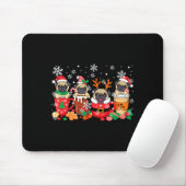 Group Santa Reindeer Pugs In Coffee C Christmas Muismat (Met muis)