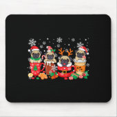 Group Santa Reindeer Pugs In Coffee C Christmas  Muismat (Voorkant)