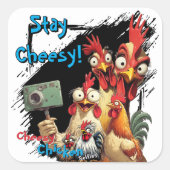 "Group Selfie Sticker" Chessy Chicken Selfies Vierkante Sticker (Voorkant)