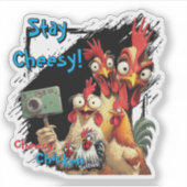"Group Selfie Sticker" Chessy Chicken Vinyl Sticker (Voorkant)