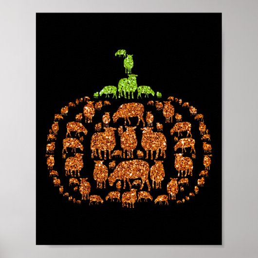 Group Sheeps Pumpkin Cute Shape Halloween Thanksgi Poster (Voorkant)