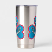 Grouper Twins - 3 Rode Blauwe Harten |  Geïsoleerde Drinkbeker (Links)