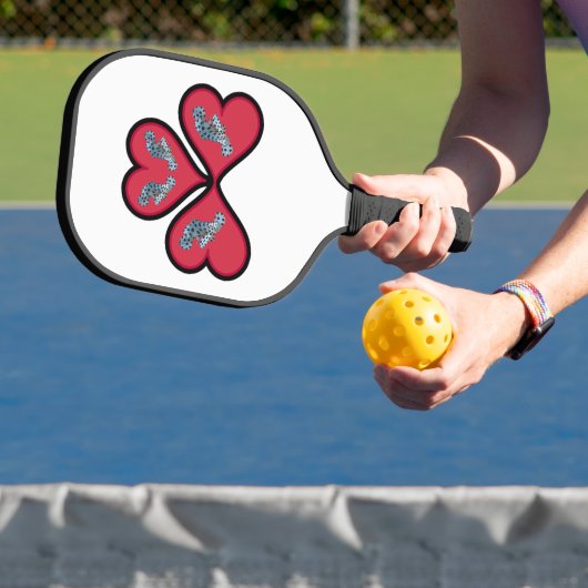 Grouper Twins - 3 Rode Harten met Zwarte Rand | Pickleball Paddle (Insitu)
