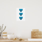 Groupervis - Blauwe Harten, verticaal gerangschikt Poster (Keuken)