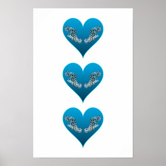 Groupervis - Blauwe Harten, verticaal gerangschikt Poster (Voorkant)