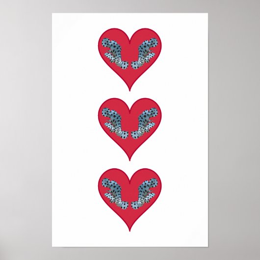 Groupervis - Rode Harten, verticaal gerangschikt | Poster (Voorkant)