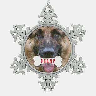 GROUPON Fotofoto met aangepaste botnaam V02C Tin Sneeuwvlok Ornament