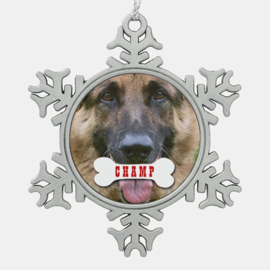 GROUPON Fotofoto met aangepaste botnaam V02C Tin Sneeuwvlok Ornament (Voorkant)