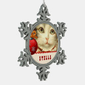 GROUPON Fotopotkat met aangepaste naam V02D Tin Sneeuwvlok Ornament (Links)