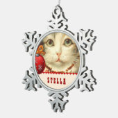 GROUPON Fotopotkat met aangepaste naam V02D Tin Sneeuwvlok Ornament (Rechts)