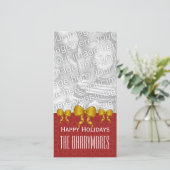 GROUPON Gold Bows Merry Christmas V9 Feestdagenkaart (Staand voorkant)