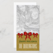 GROUPON Rode Bogen en Goud Vrolijk Kerstfeest V11 Feestdagenkaart (Voorkant / Achterkant)