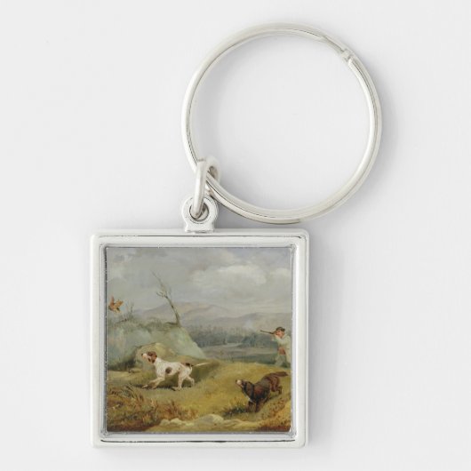 Grouse schietsport (olie op doek) sleutelhanger (Voorkant)