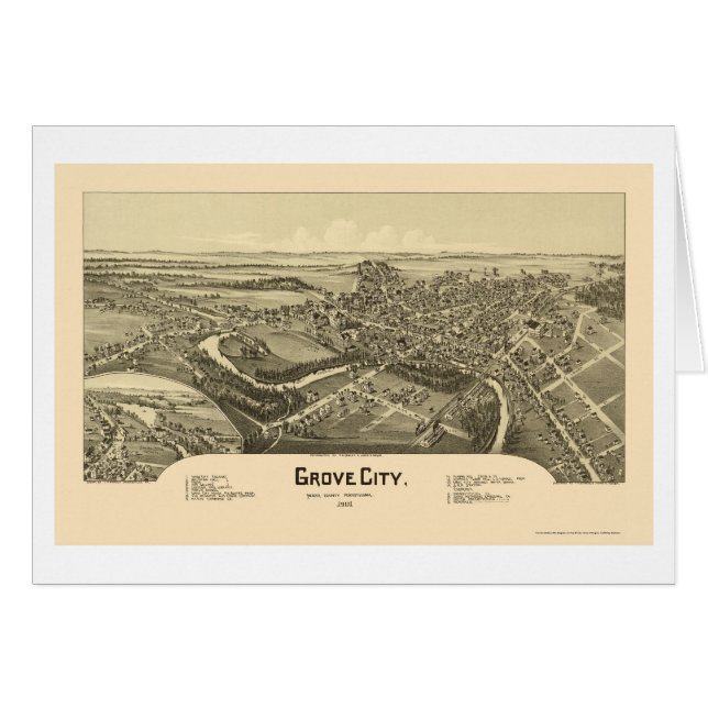 Grove City, PA Panoramic Map - 1901 (Voorkant Horizontaal)