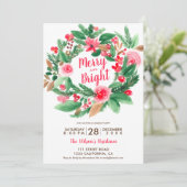 grove, heldere, met kerstmis rode, groene florale kaart (Staand voorkant)