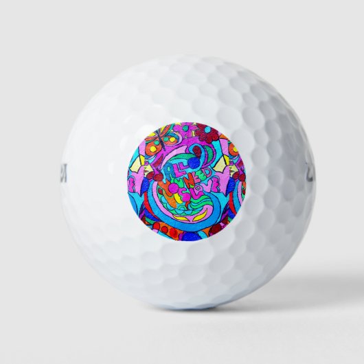 grove kleurrijke vrede en liefde golfballen (Voorkant)