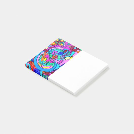grove kleurrijke vrede en liefde post-it® notes (Schuin)